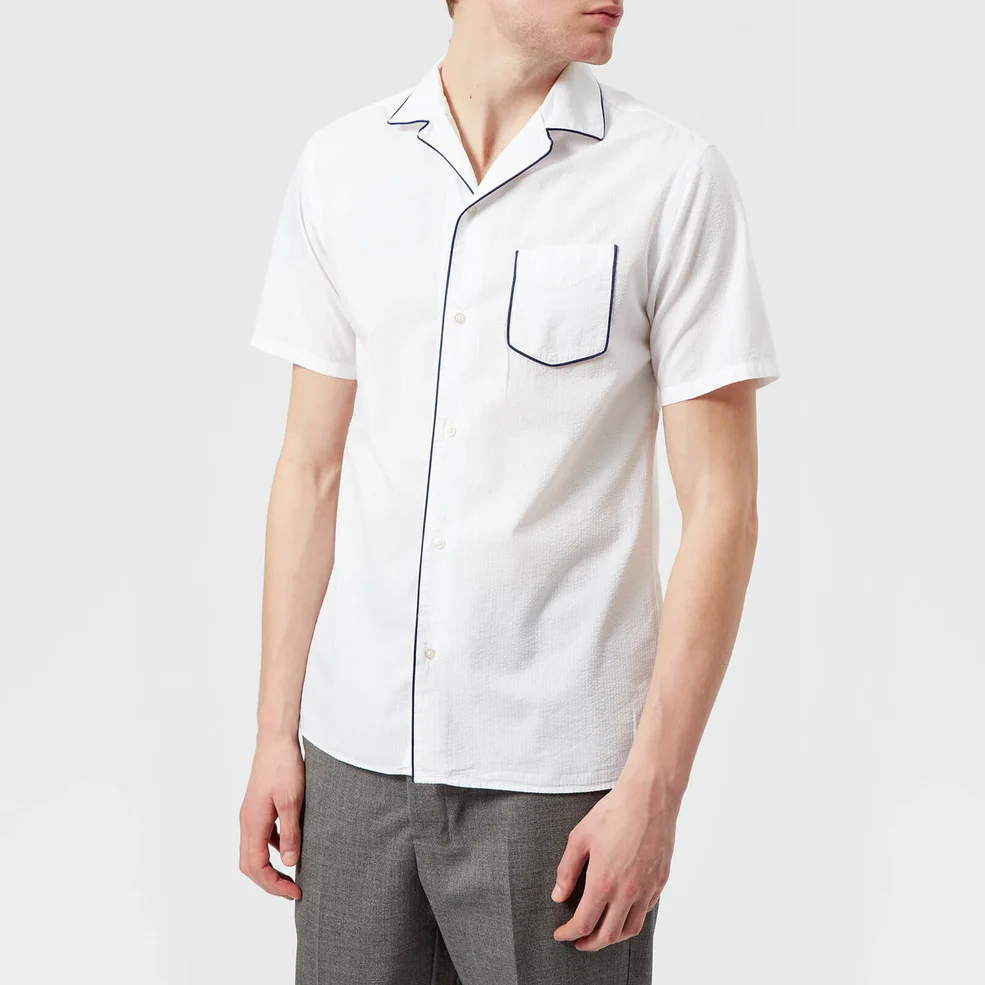 Officine Générale Men's Dario Piping Seersucker Shirt - White Image 1