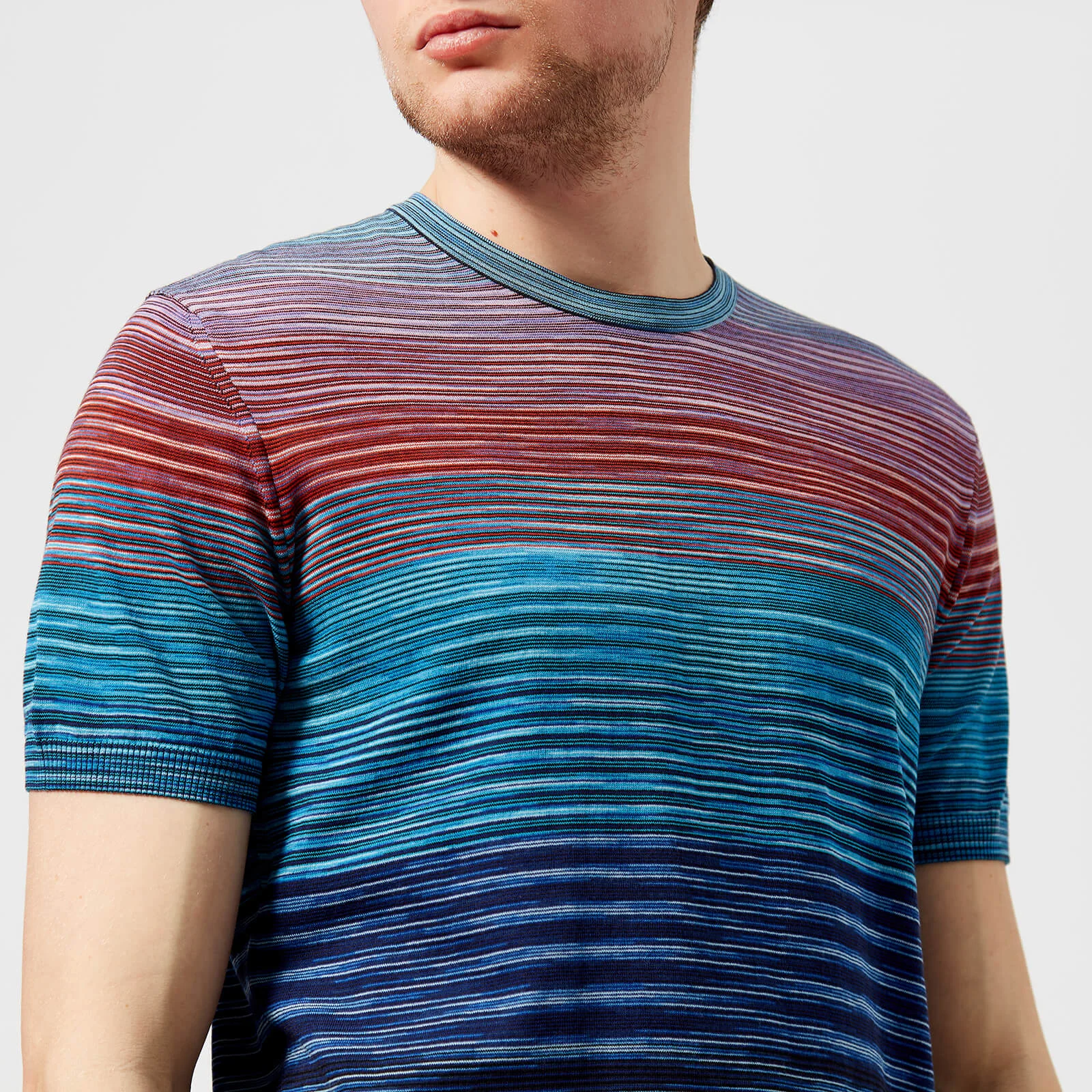 Missoni Men's Classic Multi Stripe T-Shirt - Blue Image 1