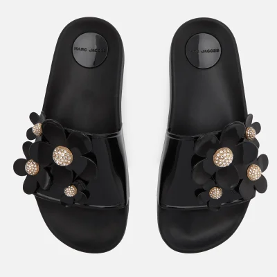 Marc Jacobs Women's Daisy Pave Aqua Slide Sandals - Black