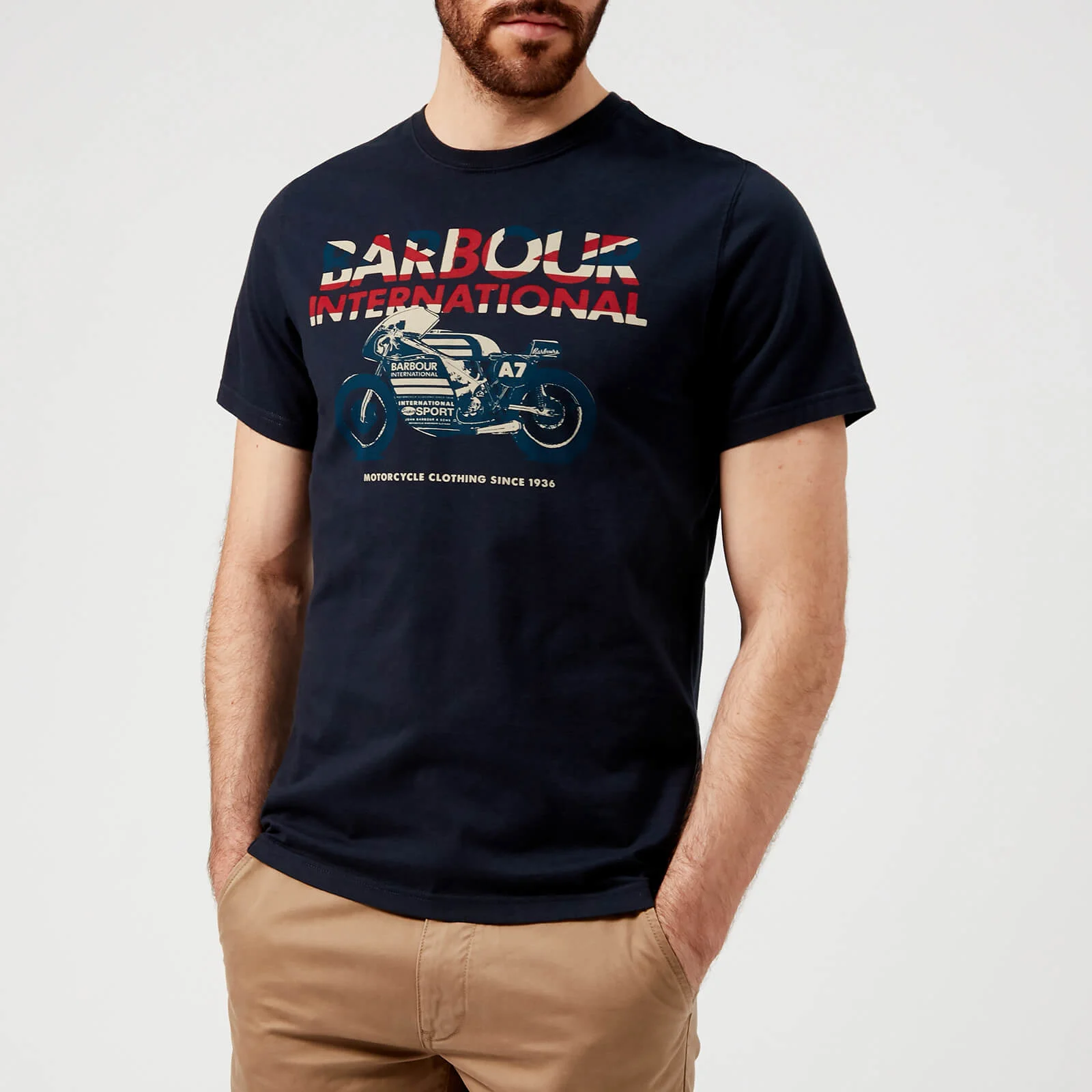 Barbour International Men's Union Racer T-Shirt - Navy Image 1