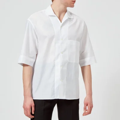 Lemaire Men's Convertible Collar Short Sleeve Shirt - White