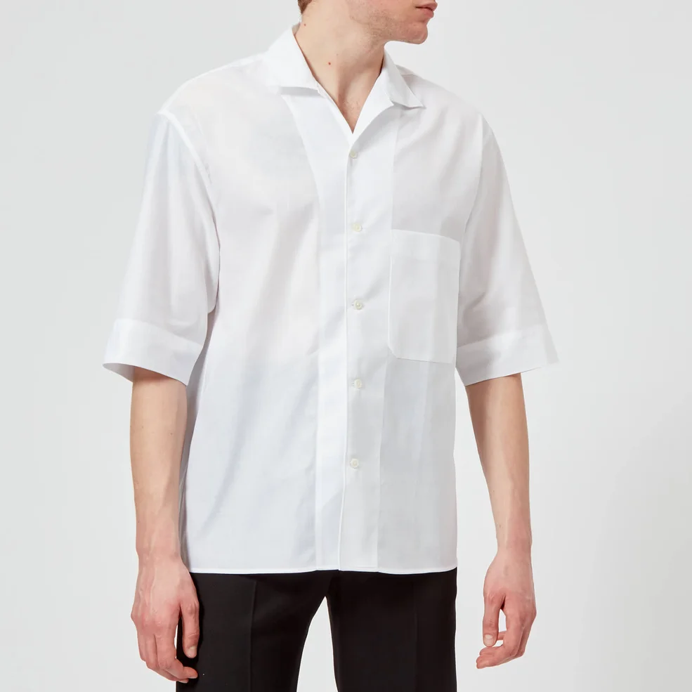 Lemaire Men's Convertible Collar Short Sleeve Shirt - White Image 1