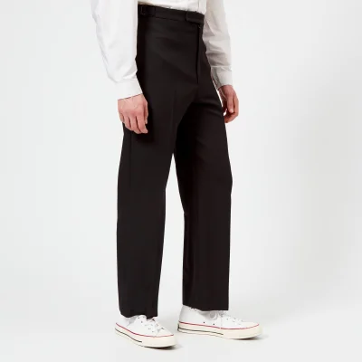 Lemaire Men's Wool Gabardine Loose Flat Front Trousers - Black