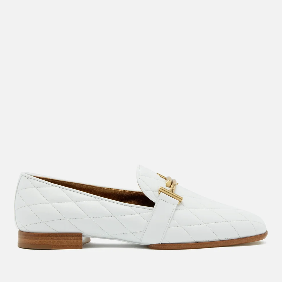 Tod's Women's Quilted Leather T Logo Slippers - White Image 1