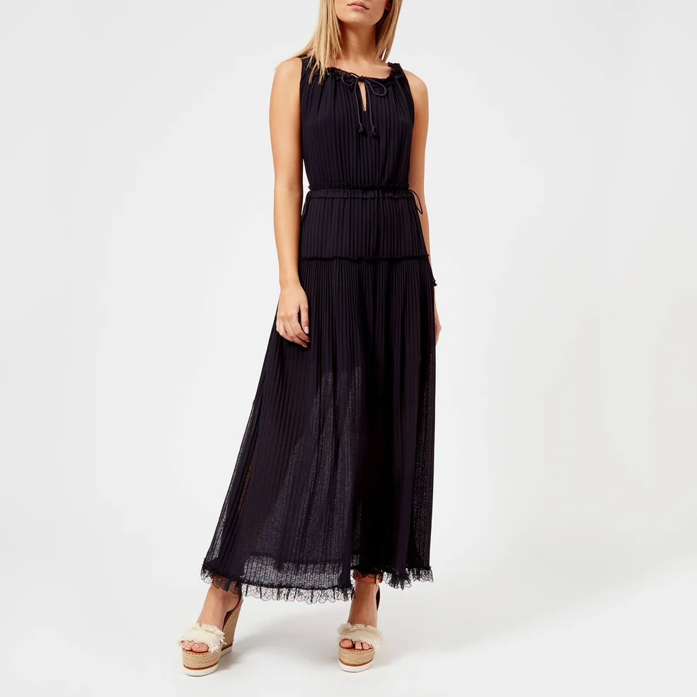 See By Chloé Women's Pleated Maxi Dress - Ink Navy Image 1