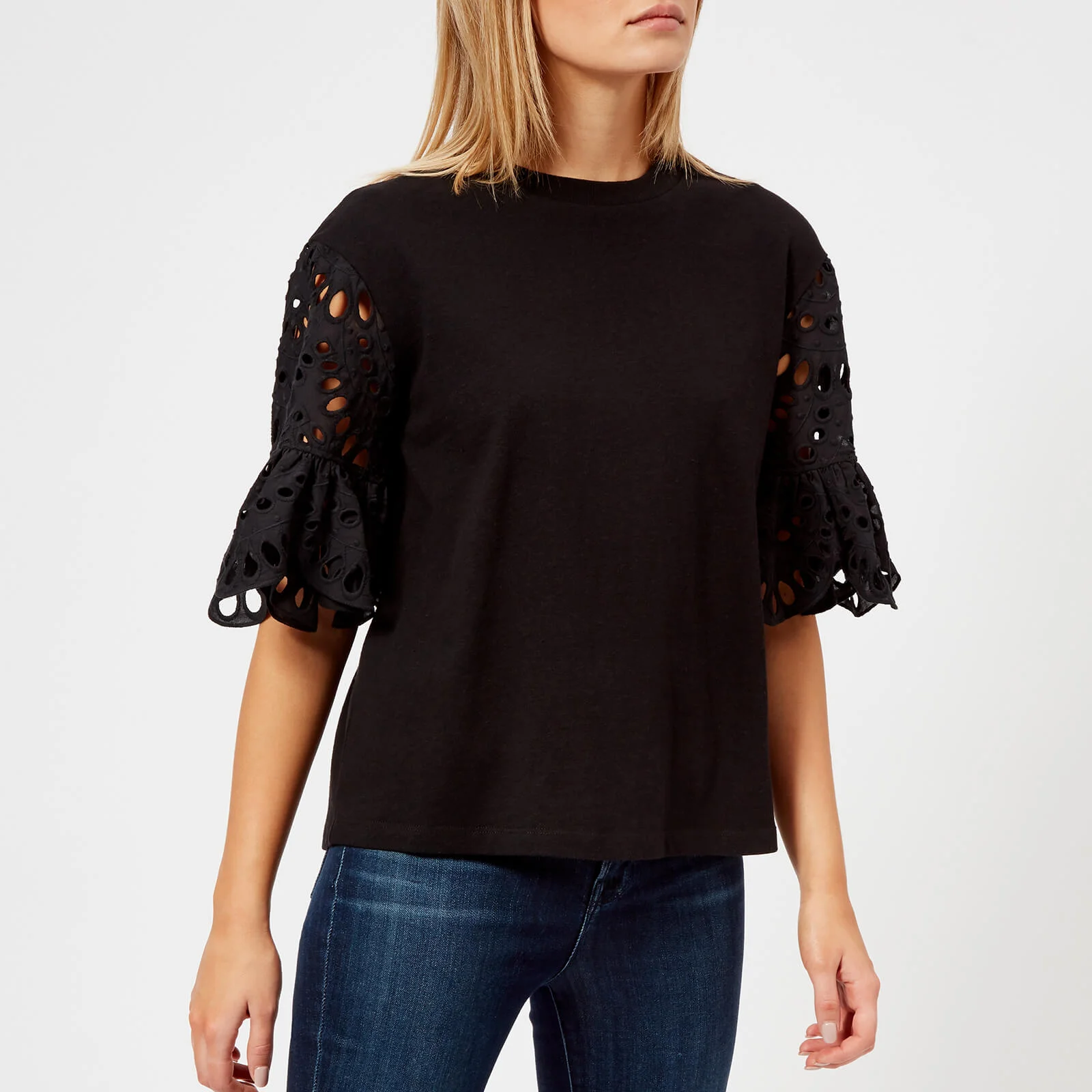 See By Chloé Women's Detailed Sleeve T-Shirt - Black Image 1