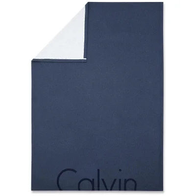 Calvin Klein Cropped Logo Throw - Indigo - 122 x 177cm