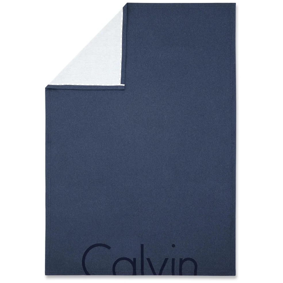 Calvin Klein Cropped Logo Throw - Indigo - 122 x 177cm Image 1