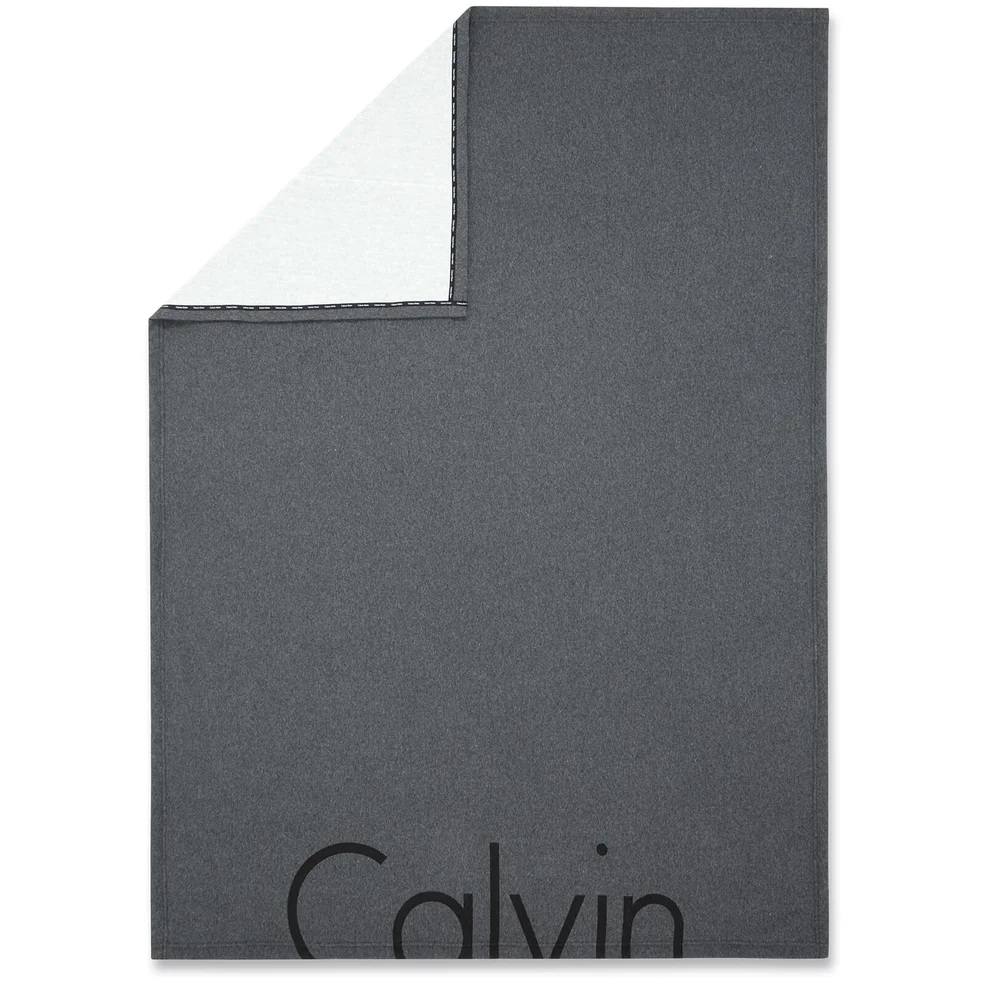 Calvin Klein Cropped Logo Throw - Charcoal - 122 x 177cm Image 1