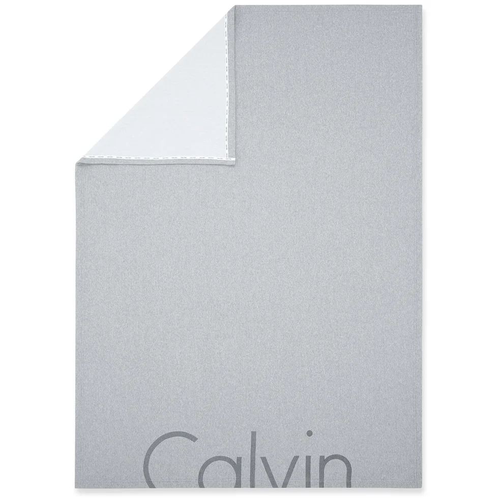 Calvin Klein Cropped Logo Throw - Grey - 122 x 177cm Image 1
