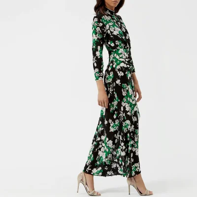 RIXO Women's Lucy High Neck Backless Midi Dress - 30S Bunch Floral/Green Lilca Black