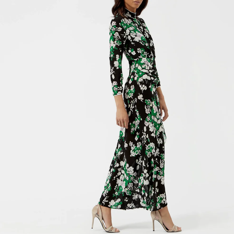 RIXO Women's Lucy High Neck Backless Midi Dress - 30S Bunch Floral/Green Lilca Black Image 1