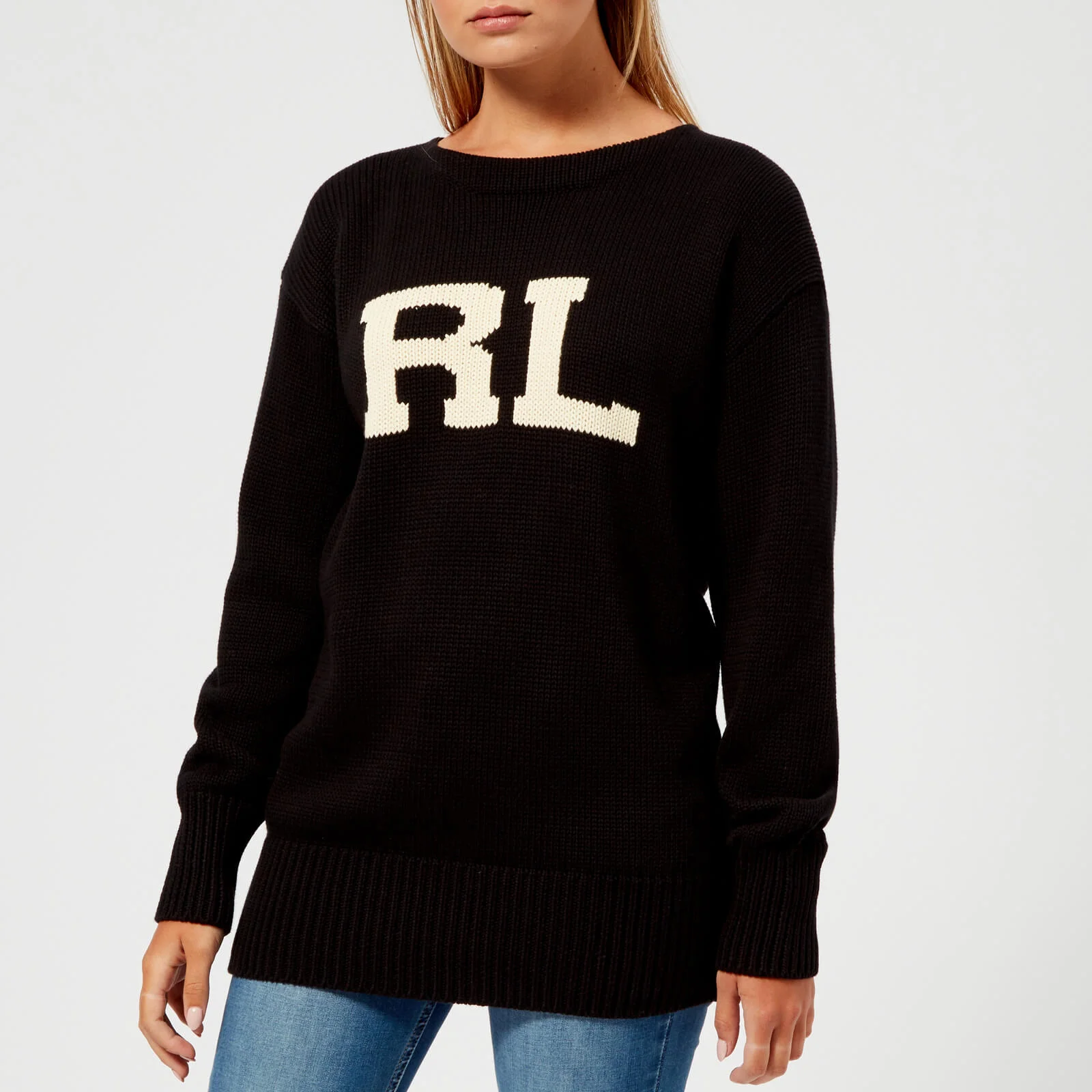 Polo Ralph Lauren Women's Rl Long Sleeve Sweatshirt - Black/Cream Image 1