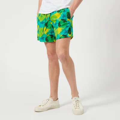 Vilebrequin Men's Moorea Swim Shorts - Mappemonde Dots Veronese Green