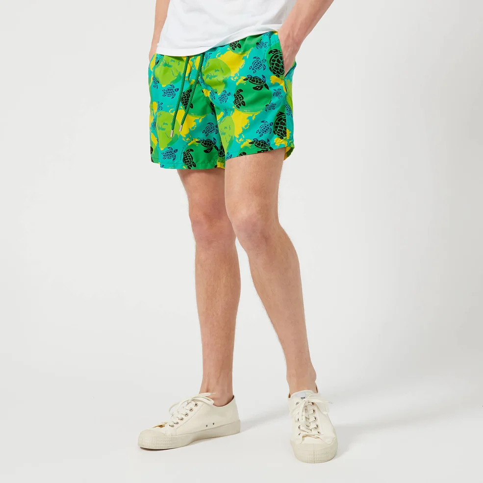 Vilebrequin Men's Moorea Swim Shorts - Mappemonde Dots Veronese Green Image 1