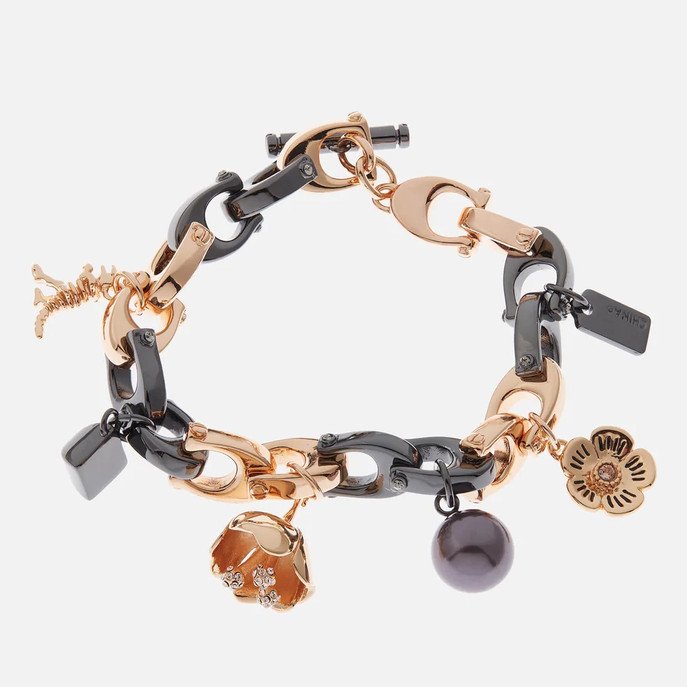 Coach Women's Charming Links Multi Charm Bracelet - Hematite Image 1