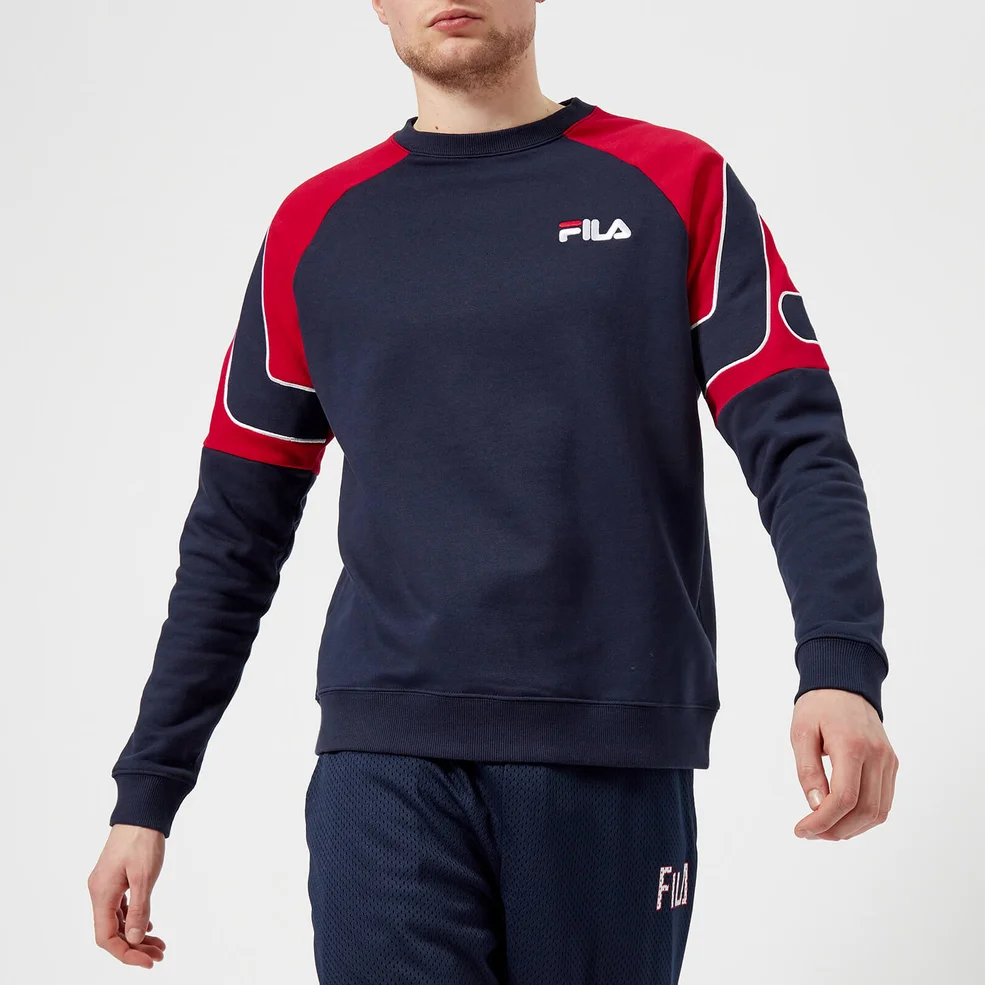 FILA Men's Aria Archive Raglan Sweatshirt - Navy/Red Image 1