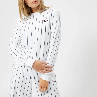 FILA Women's Stretch Velour Pinstripe Sweater - White