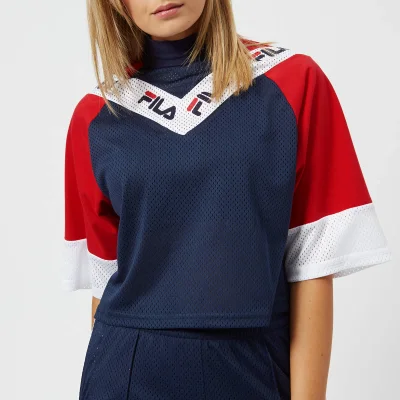 FILA Women's Addi Cut & Sew Crop T-Shirt - Navy/Red/White
