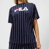FILA Women's Stretch Velour Pinstripe T-Shirt - Navy/White - Image 1