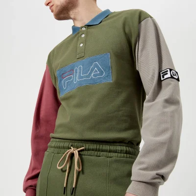 FILA Men's Liam Hodges X FILA Colour Blocked Long Sleeve Polo Shirt - 4 Leaf Clover