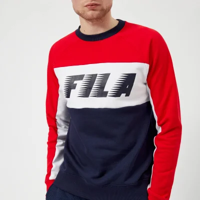 FILA Men's Layton Colour Block Sweater - Navy/Red/White