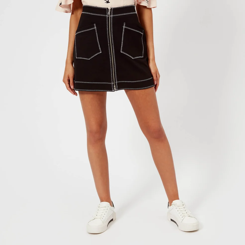 McQ Alexander McQueen Women's Contrast Line Skirt - Darkest Black Image 1