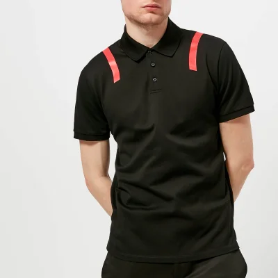 Neil Barrett Men's Tape Shoulder Polo Shirt - Black/Red