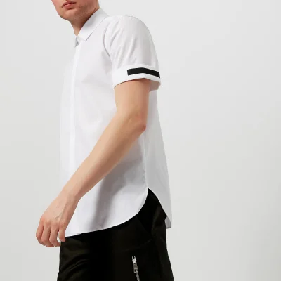 Neil Barrett Men's Short Roll Sleeve Tape Shirt - White/Black