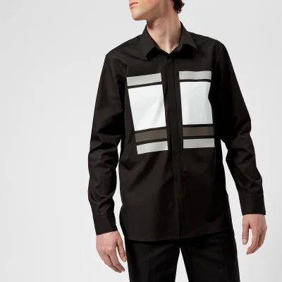 Neil Barrett Men's Cube and Tape Chest Logo Long Sleeve Shirt - Black