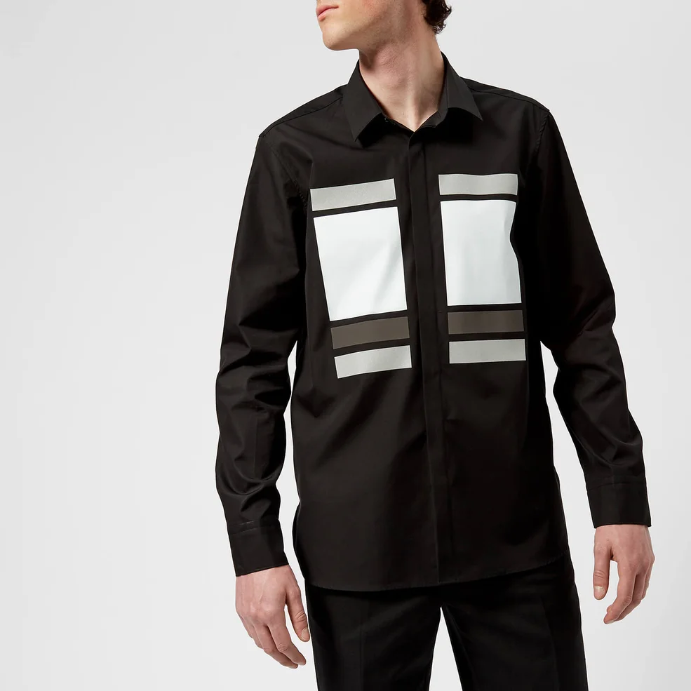 Neil Barrett Men's Cube and Tape Chest Logo Long Sleeve Shirt - Black Image 1