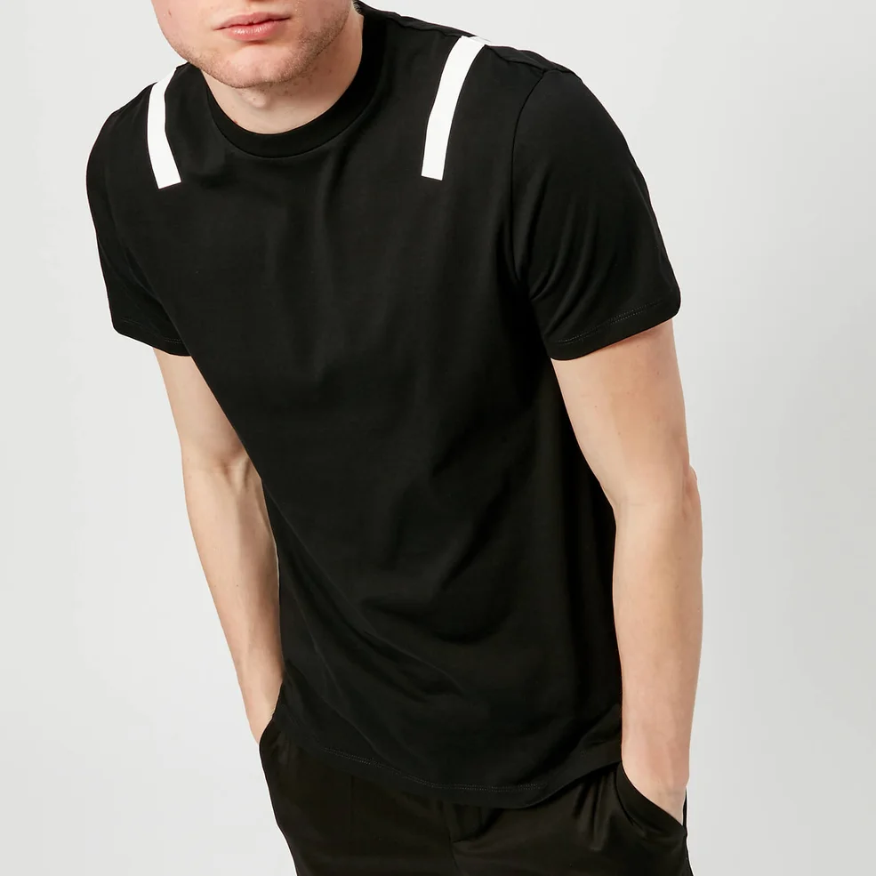 Neil Barrett Men's Tape Shoulder T-Shirt - Black/White Image 1