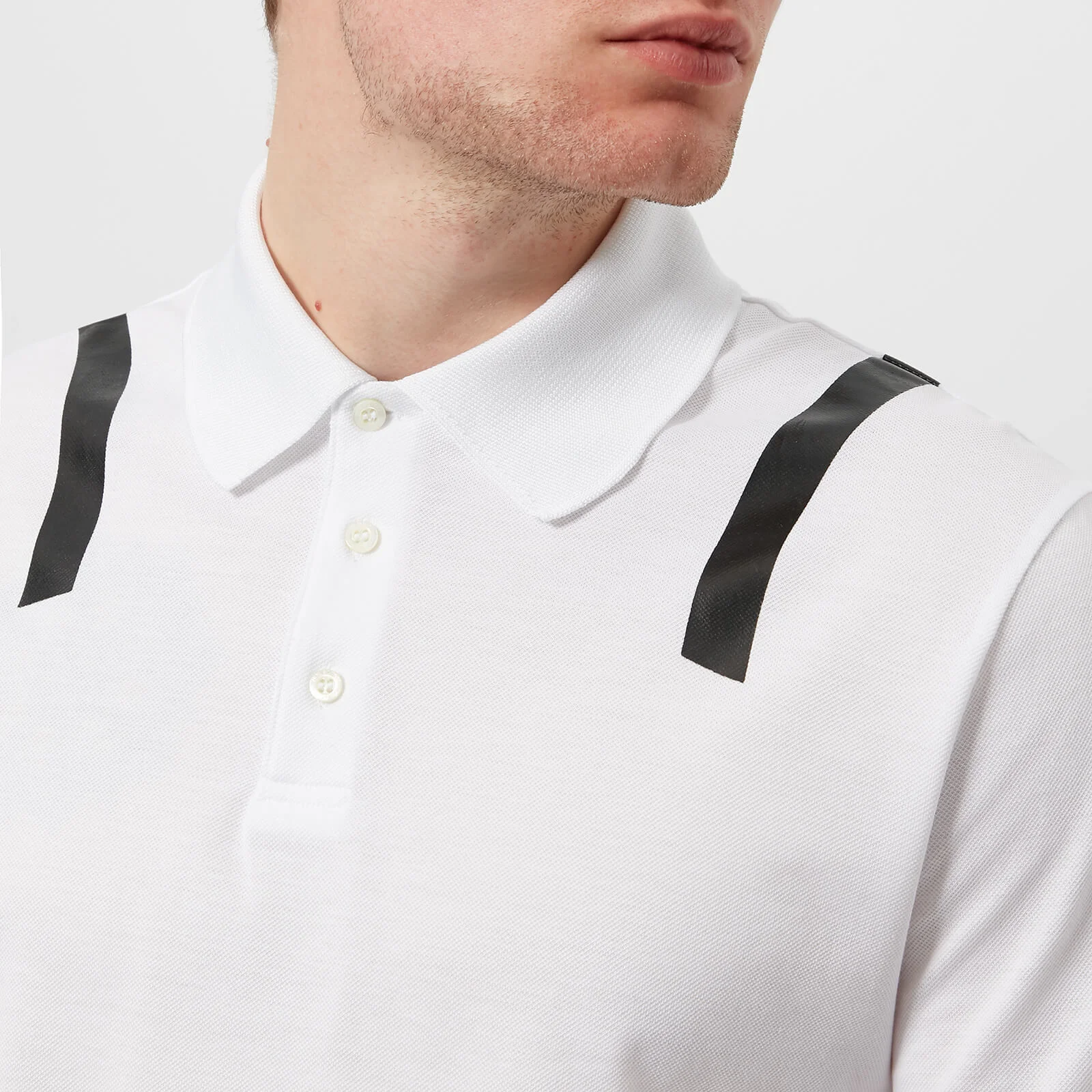 Neil Barrett Men's Tape Shoulder Polo Shirt - White Image 1