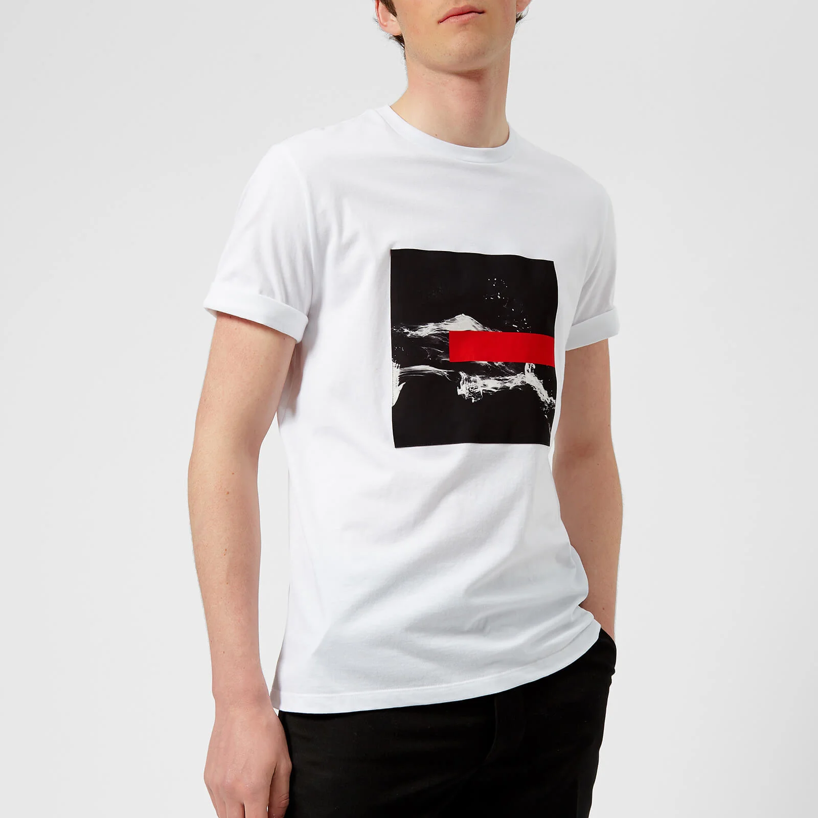 Neil Barrett Men's Liquid Ink Box Logo T-Shirt - White Image 1