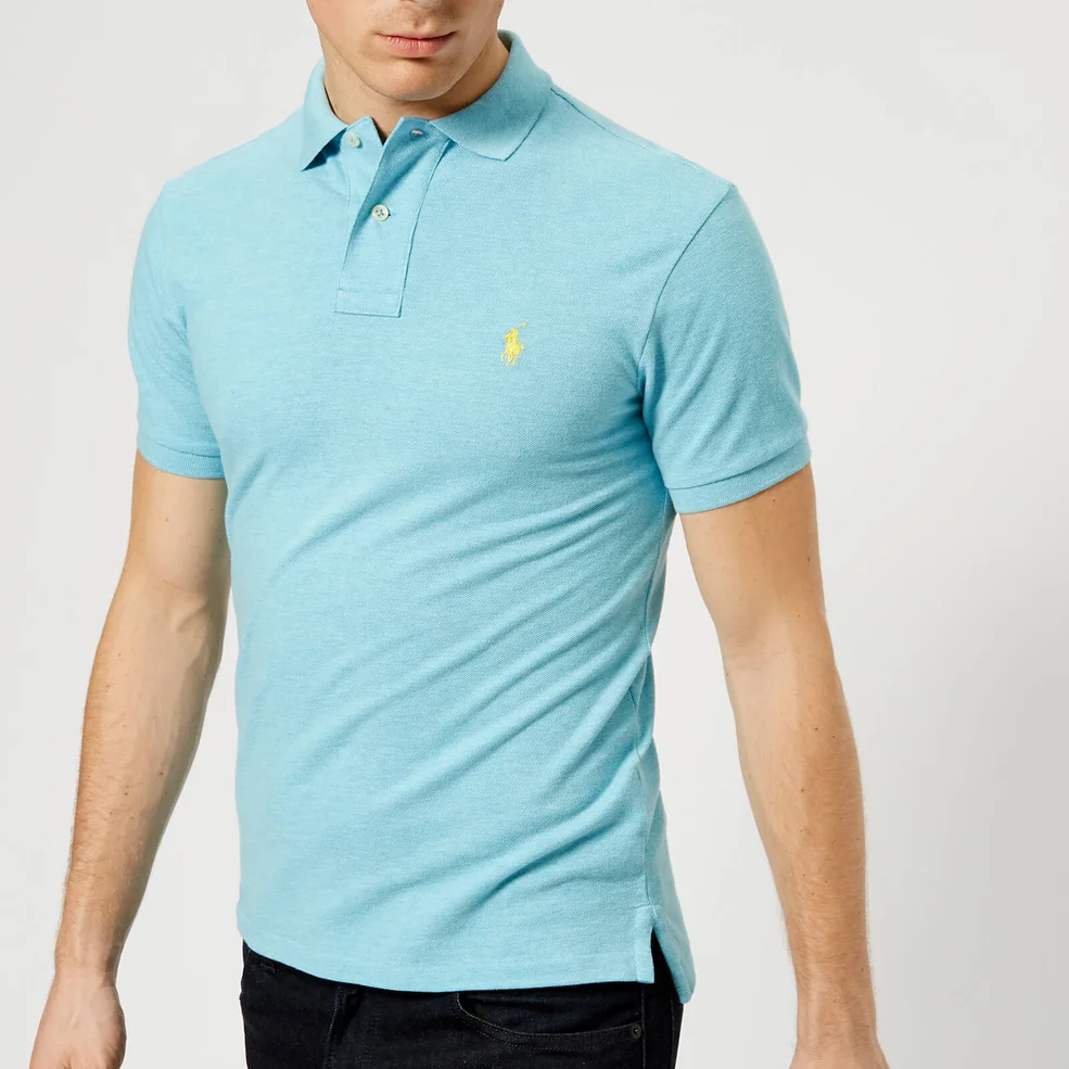 Polo Ralph Lauren Men's Slim Fit Basic Mesh Polo Shirt - Watch Hill Blue Heather Image 1