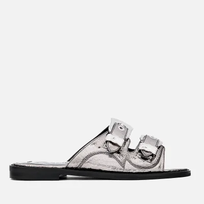 McQ Alexander McQueen Women's Moon Buckle Slide Sandals - Silver