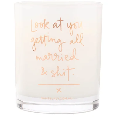 Damselfly Rose Gold Married Candle 300g