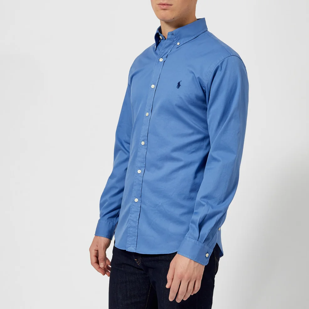 Polo Ralph Lauren Men's Garment Dye Twill Long Sleeve Shirt - Deep Blue Image 1