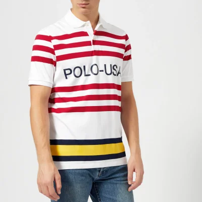 Polo Ralph Lauren Men's Regatta US Polo Stripe Short Sleeve Polo Shirt - White Multi