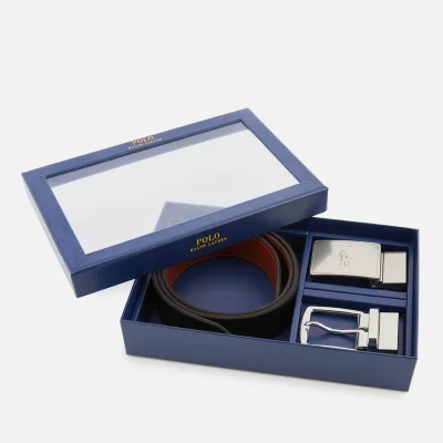 Polo Ralph Lauren Men's Leather Belt Gift Box - Black/Saddle