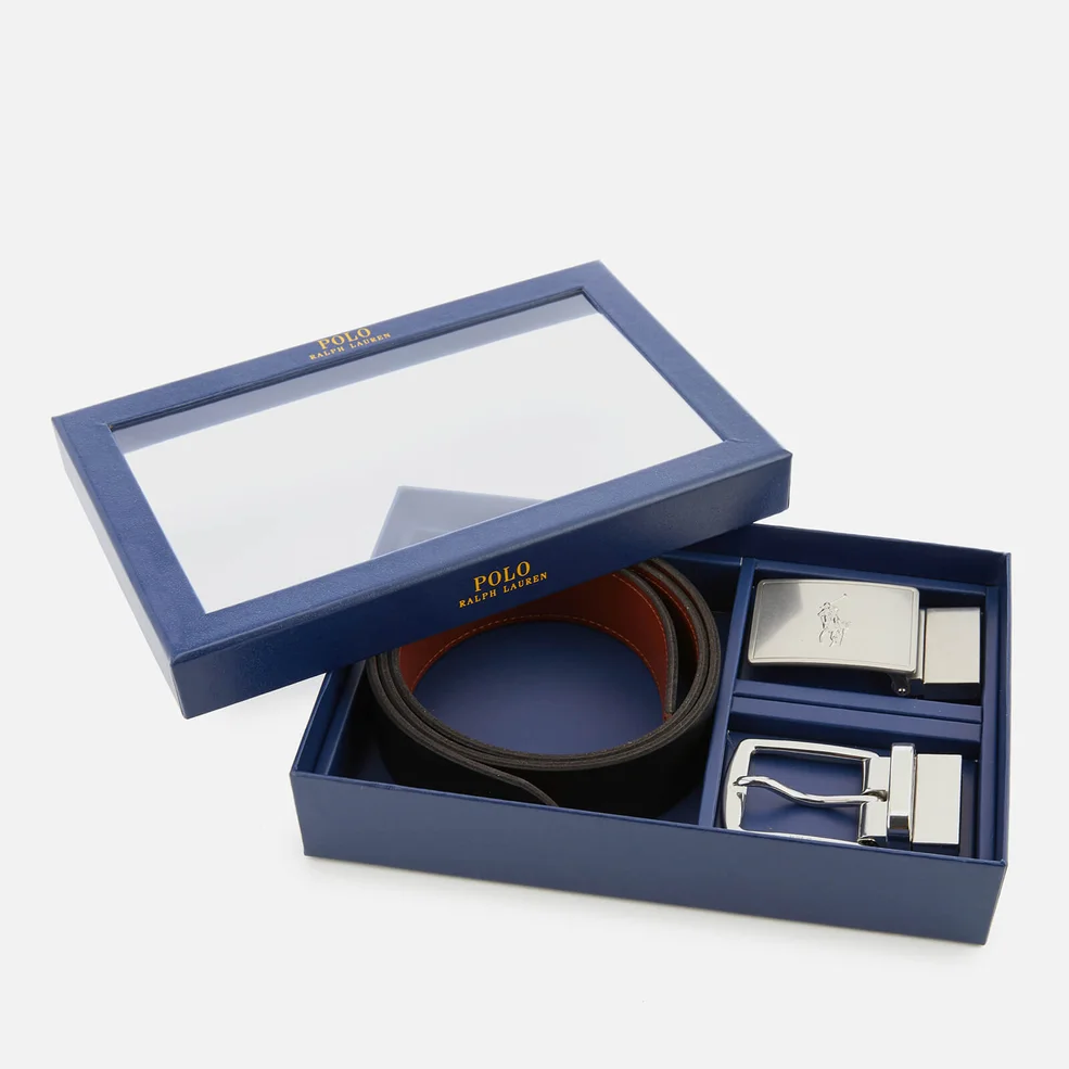 Polo Ralph Lauren Men's Leather Belt Gift Box - Black/Saddle Image 1