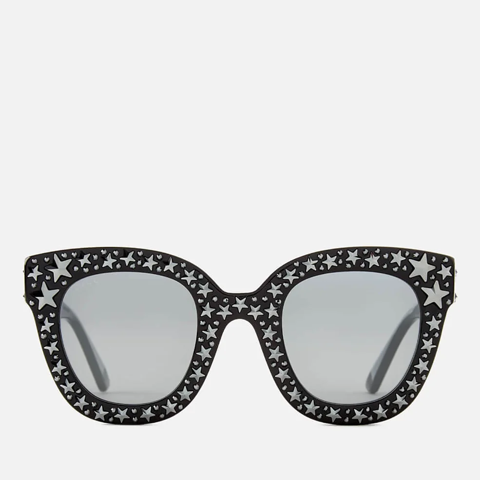 Gucci Women's Star Detail Cat Eye Sunglasses - Black/Silver Image 1