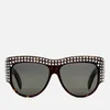 Gucci Women's Crystal Oval Sunglasses - Havana/Grey - Image 1