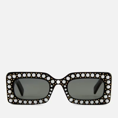Gucci Women's Pearl Square Sunglasses - Black/Grey
