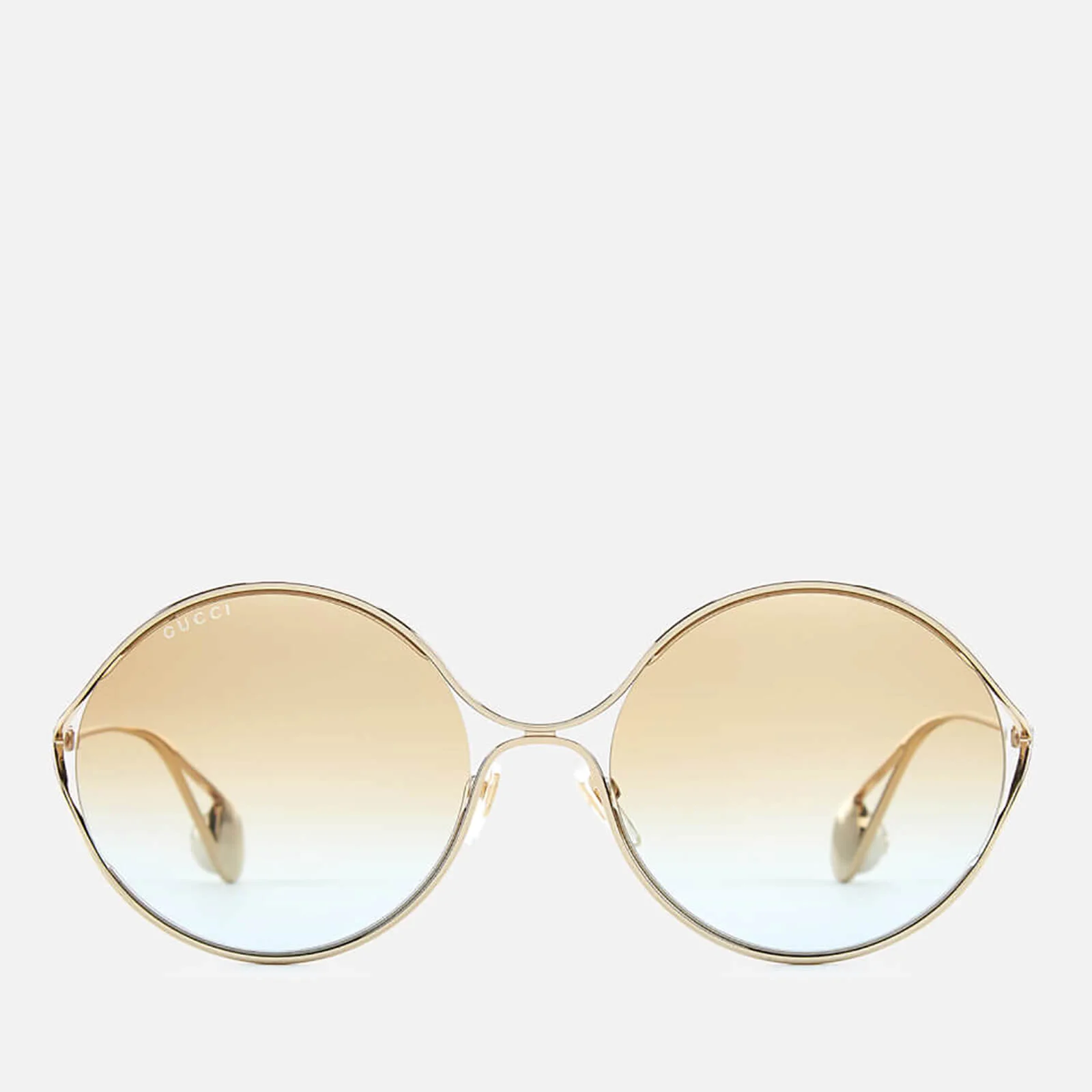 Gucci Women's Round Frame Sunglasses - Gold/Multicolour Image 1