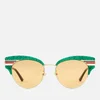 Gucci Women's Glitter Cat Eye Sunglasses - Green/Gold/Brown - Image 1