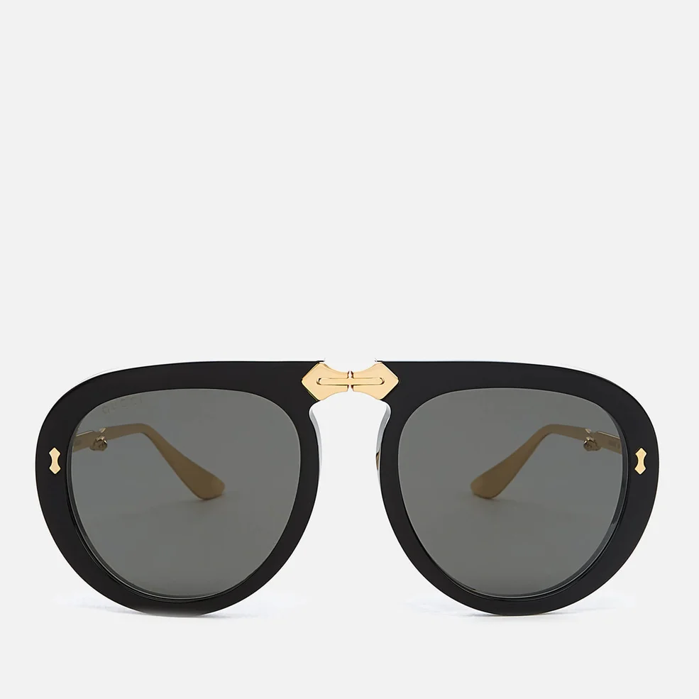 Gucci Women's Acetate Sunglasses - Black/Gold/Grey Image 1