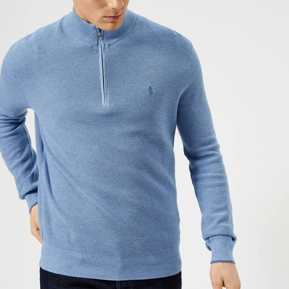 Polo Ralph Lauren Men's Pima Cotton Half Zip Sweater - Blue Image 1