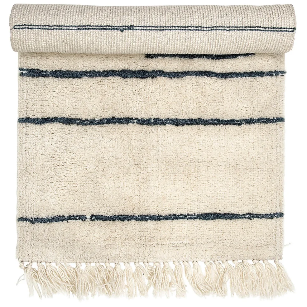 Bloomingville Stripe Wool Rug - Nature - 120cm x 60cm Image 1