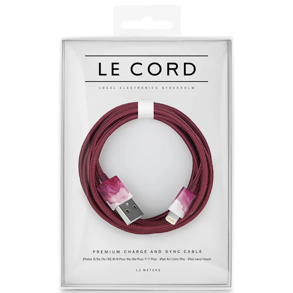 Le Cord Braided Marble Effect Charging Cable - Aquarelle Plum - 1.2m Image 1